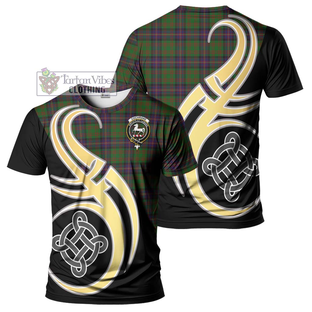 Tartan Vibes Clothing Cochrane Tartan T-Shirt with Family Crest and Celtic Symbol Style