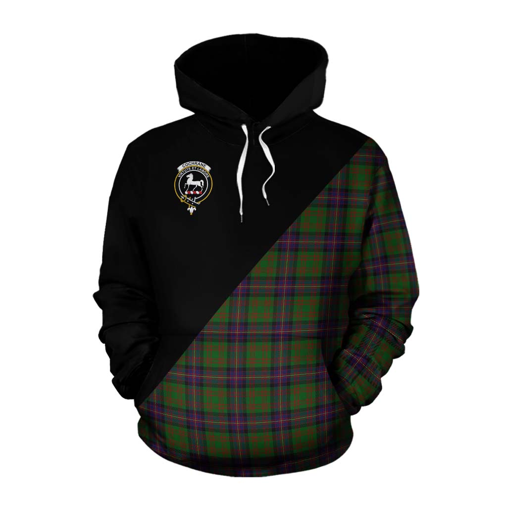 Tartan Vibes Clothing Cochrane Tartan Cotton Hoodie with Family Crest and Military Logo Style