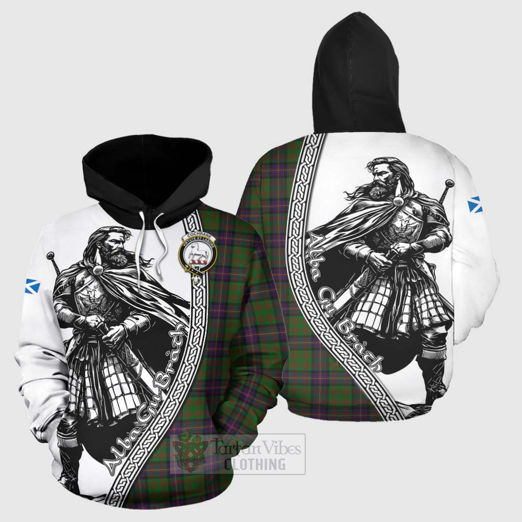 Tartan Vibes Clothing Cochrane Tartan Clan Crest Hoodie with Highlander Warrior Celtic Style