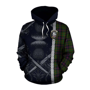 Cochrane Tartan Cotton Hoodie with Family Crest Cross Sword Thistle Celtic Vibes