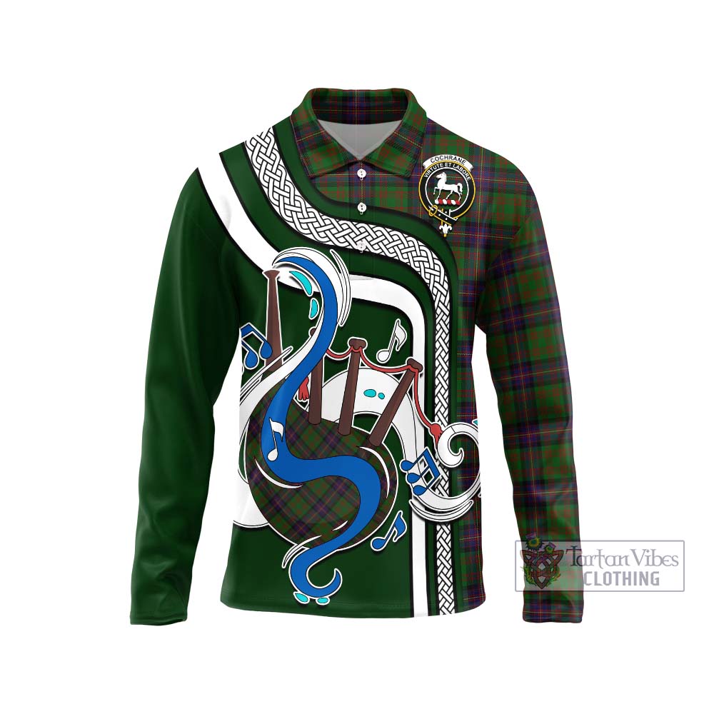 Tartan Vibes Clothing Cochrane Tartan Long Sleeve Polo Shirt with Epic Bagpipe Style