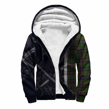 Cochrane Tartan Sherpa Hoodie with Family Crest Cross Sword Thistle Celtic Vibes