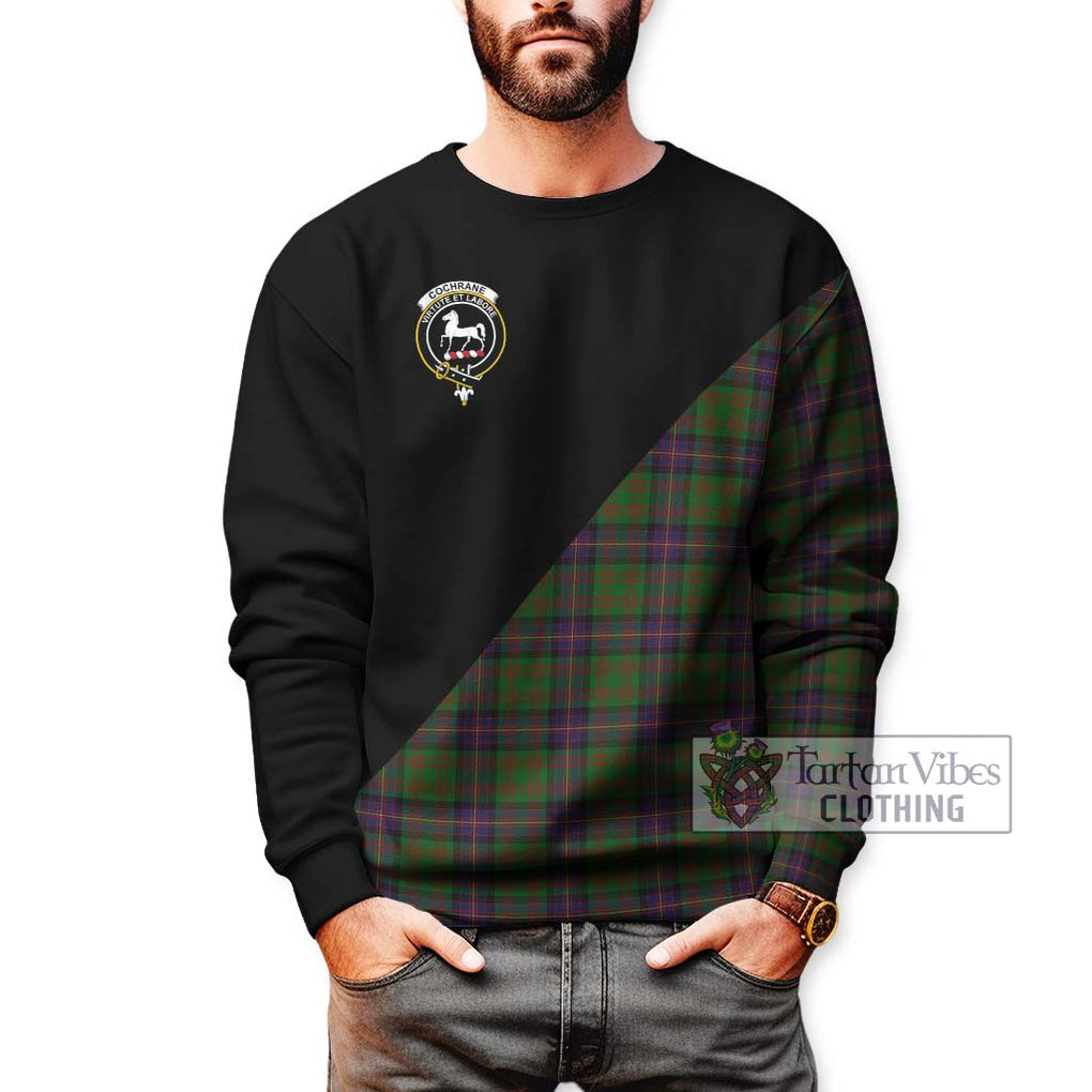 Cochrane Tartan Sweatshirt with Family Crest and Military Logo Style Unisex - Tartanvibesclothing Shop