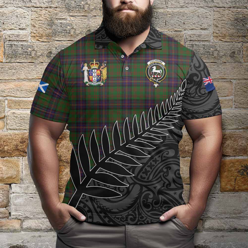 Cochrane Crest Tartan Polo Shirt with New Zealand Silver Fern Half Style