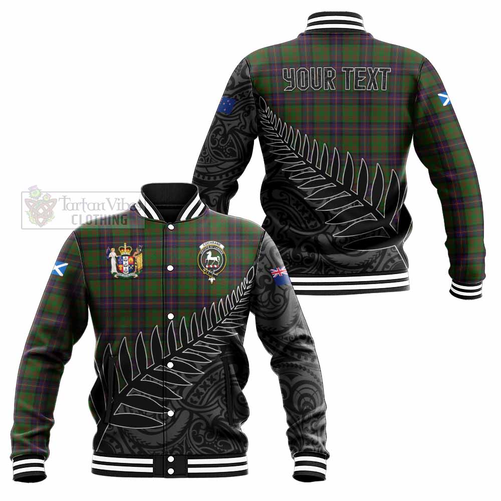 Tartan Vibes Clothing Cochrane Crest Tartan Baseball Jacket with New Zealand Silver Fern Half Style