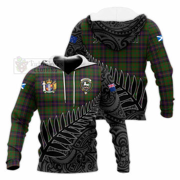 Cochrane Crest Tartan Knitted Hoodie with New Zealand Silver Fern Half Style