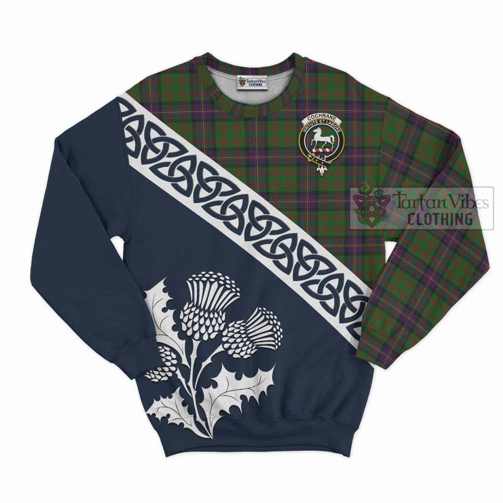 Tartan Vibes Clothing Cochrane Tartan Sweatshirt Featuring Thistle and Scotland Map