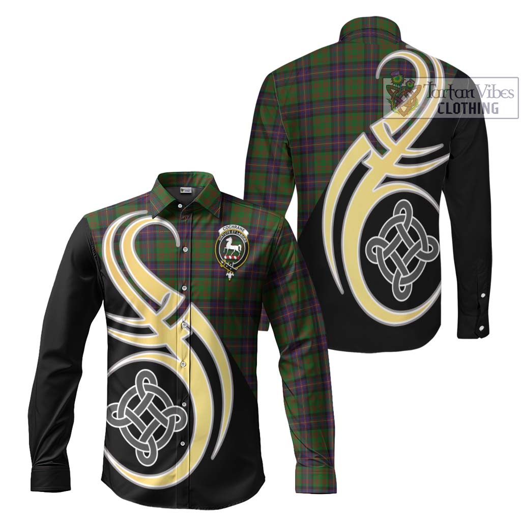 Cochrane Tartan Long Sleeve Button Shirt with Family Crest and Celtic Symbol Style Men's Shirt S - Tartan Vibes Clothing