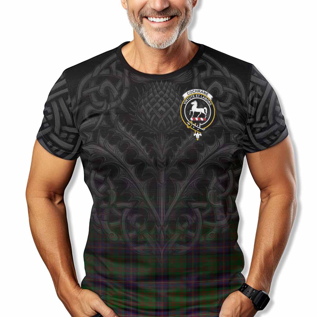 Tartan Vibes Clothing Cochrane Tartan T-Shirt with Family Crest Celtic Thistle Vibes