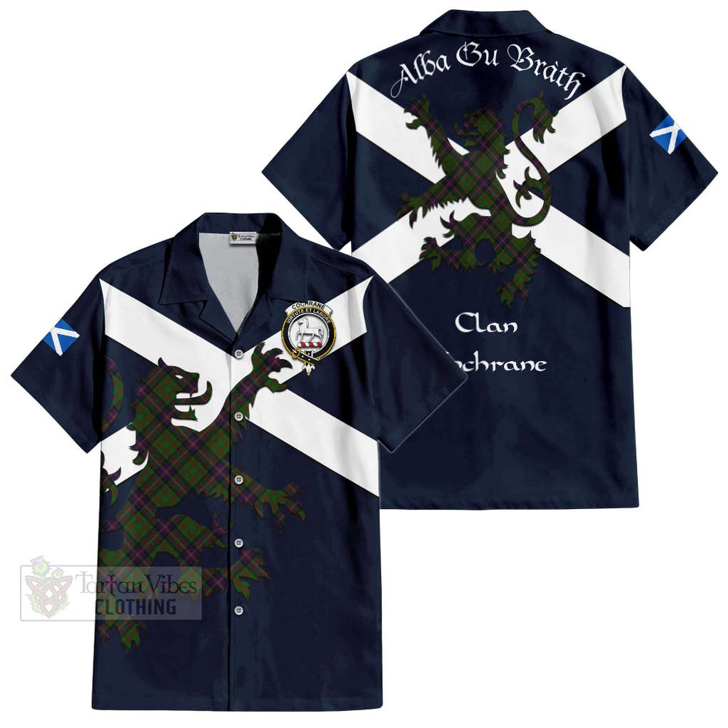 Tartan Vibes Clothing Cochrane Tartan Lion Rampant Short Sleeve Button Shirt – Proudly Display Your Heritage with Alba Gu Brath and Clan Name