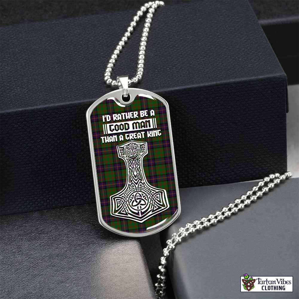 Tartan Vibes Clothing Cochrane Tartan Dog Tag Necklace Viking Mjolnir Style