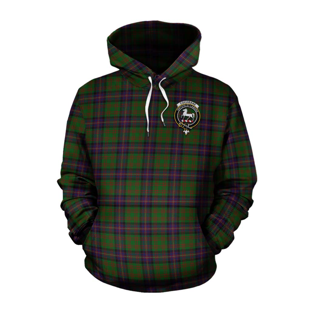 Tartan Vibes Clothing Cochrane Tartan Cotton Hoodie with Family Crest Celtic Skull Style