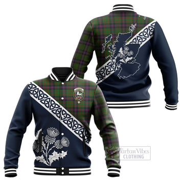 Cochrane Tartan Baseball Jacket Featuring Thistle and Scotland Map