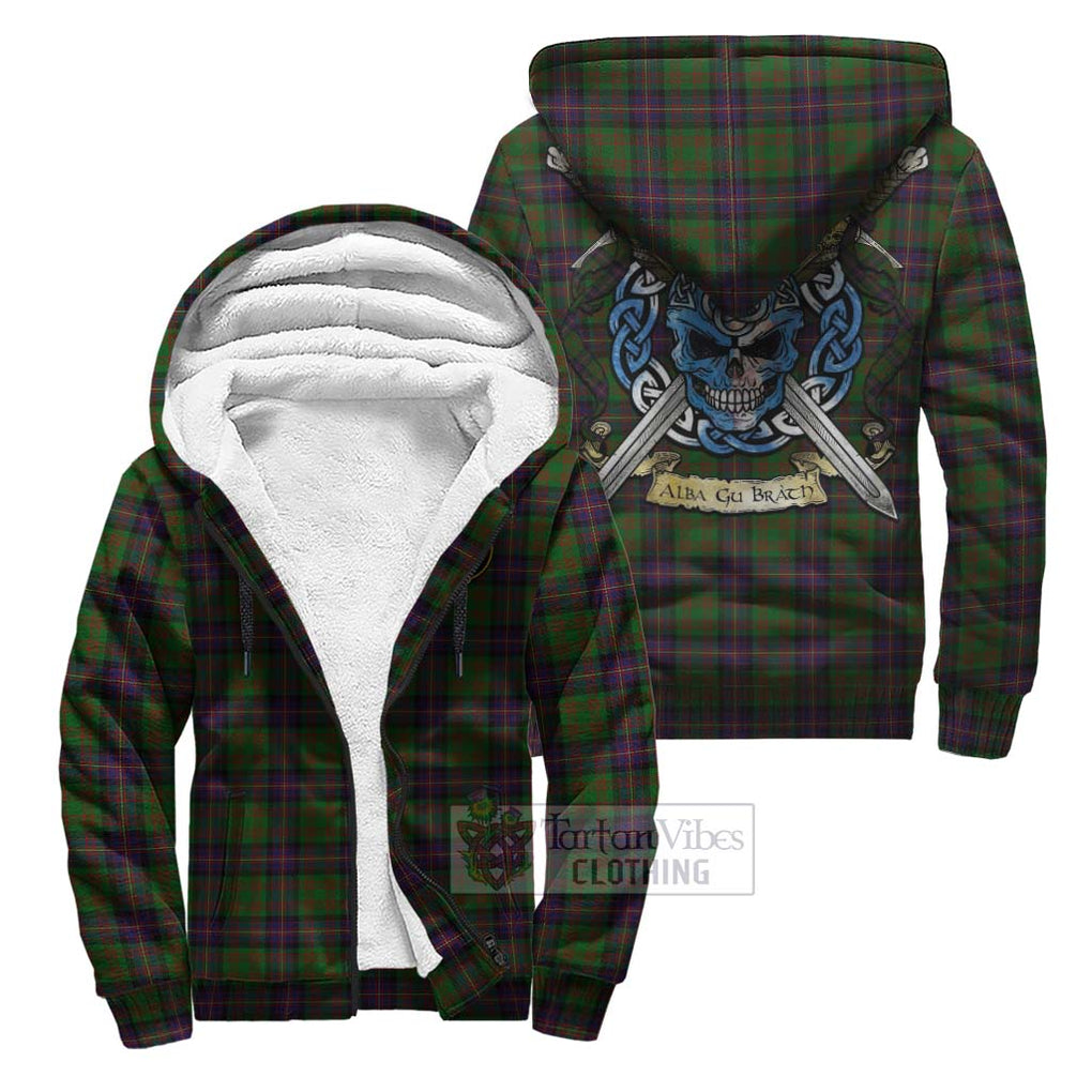 Tartan Vibes Clothing Cochrane Tartan Sherpa Hoodie with Family Crest Celtic Skull Style