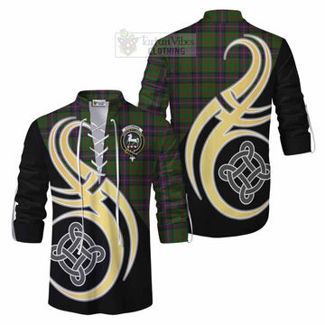 Cochrane Tartan Ghillie Kilt Shirt with Family Crest and Celtic Symbol Style