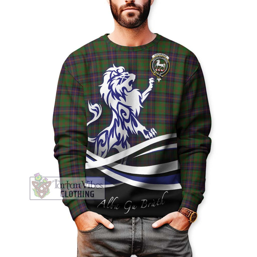 Cochrane Tartan Sweatshirt with Alba Gu Brath Regal Lion Emblem Unisex - Tartanvibesclothing Shop