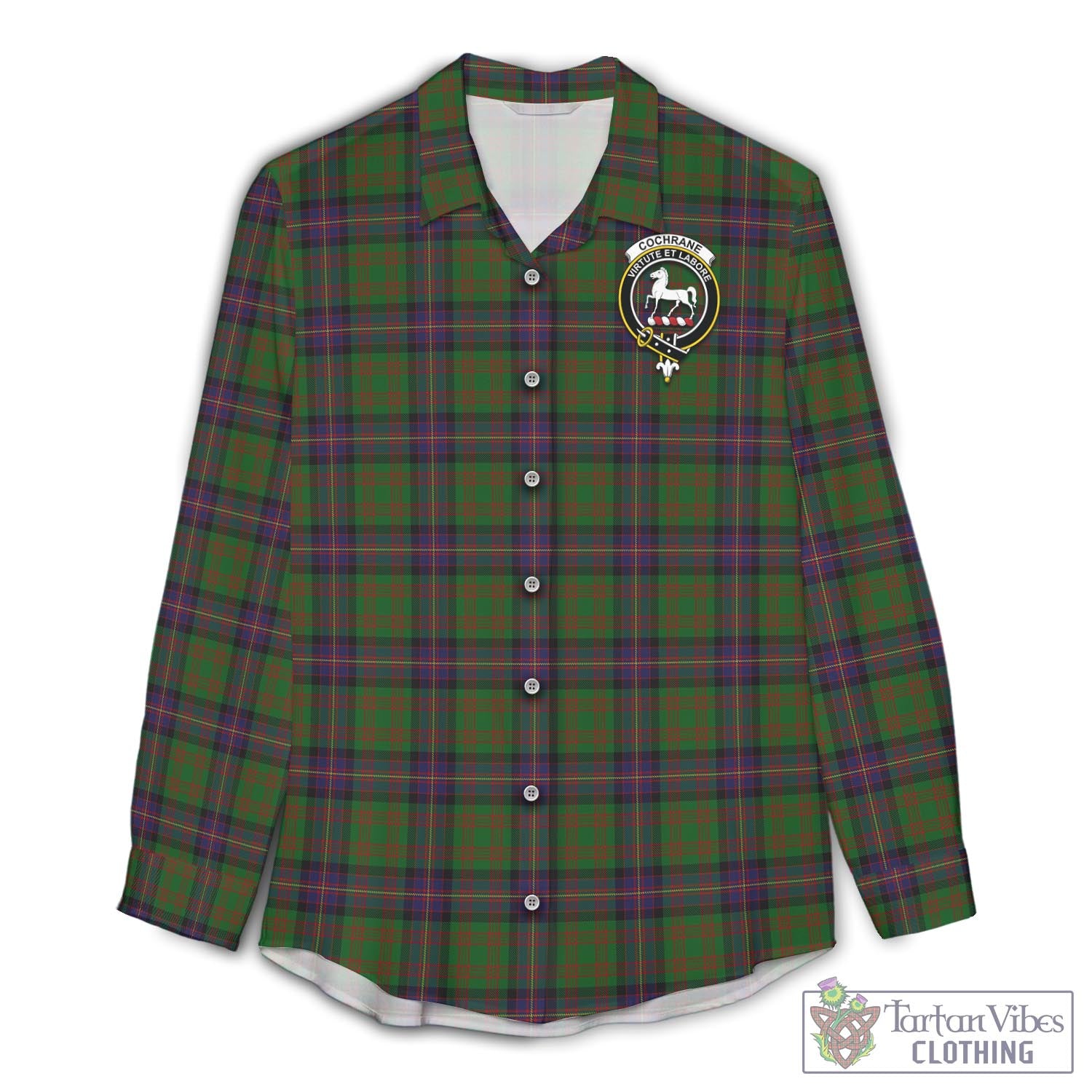 Tartan Vibes Clothing Cochrane Tartan Womens Casual Shirt with Family Crest