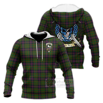 Cochrane Tartan Knitted Hoodie with Family Crest Celtic Skull Style