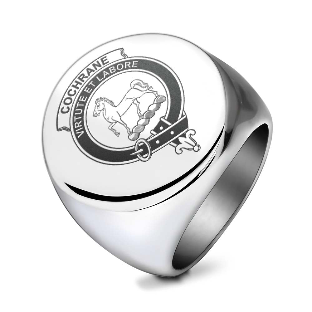 Tartan Vibes Clothing Cochrane Clan Crest Engraved Ring