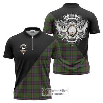 Cochrane Tartan Zipper Polo Shirt with Family Crest and Military Logo Style