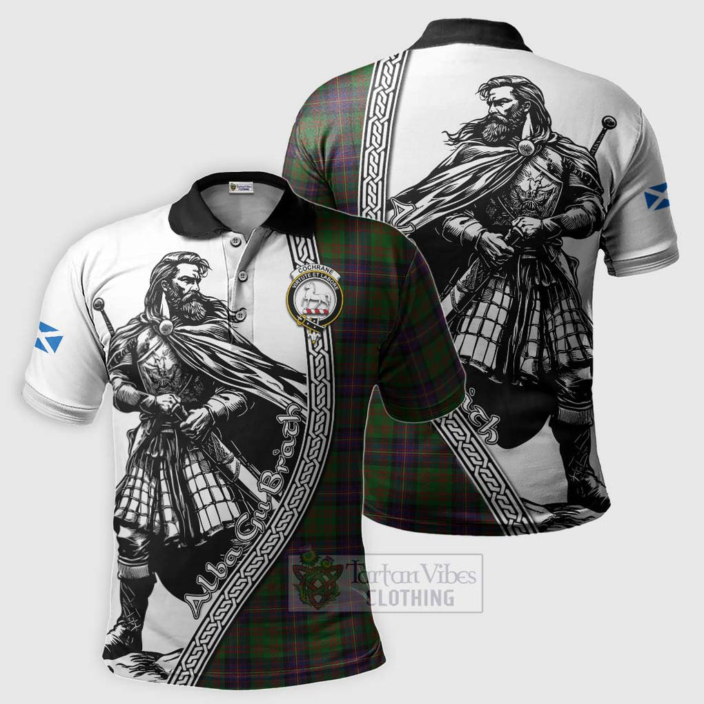 Tartan Vibes Clothing Cochrane Tartan Clan Crest Polo Shirt with Highlander Warrior Celtic Style