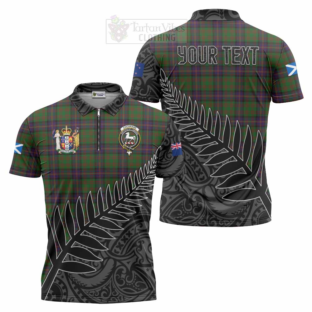 Tartan Vibes Clothing Cochrane Crest Tartan Zipper Polo Shirt with New Zealand Silver Fern Half Style