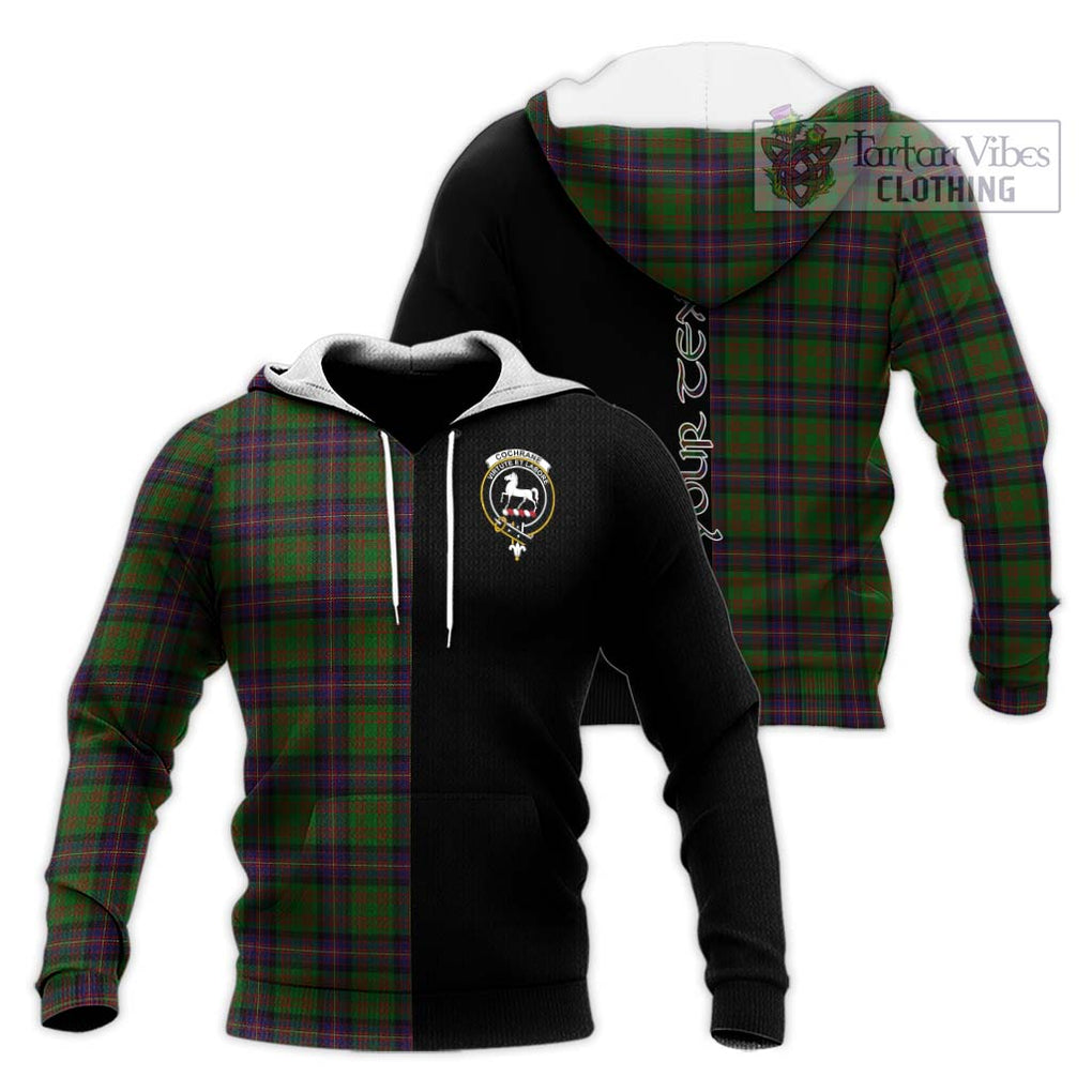 Cochrane Tartan Knitted Hoodie with Family Crest and Half Of Me Style Unisex Knitted Pullover Hoodie - Tartanvibesclothing Shop