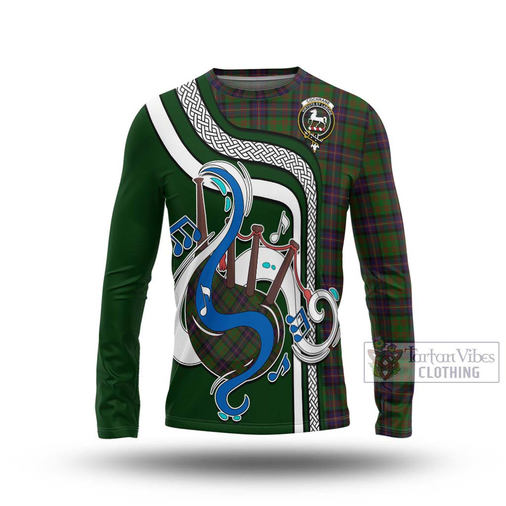 Tartan Vibes Clothing Cochrane Tartan Long Sleeve T-Shirt with Epic Bagpipe Style