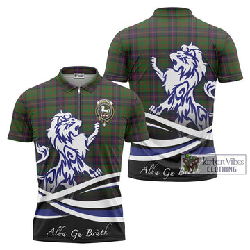 Cochrane Tartan Zipper Polo Shirt with Alba Gu Brath Regal Lion Emblem