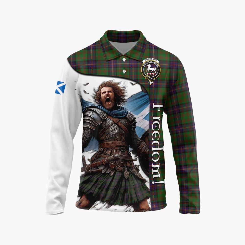 Tartan Vibes Clothing Cochrane Crest Tartan Long Sleeve Polo Shirt Inspired by the Freedom of Scottish Warrior