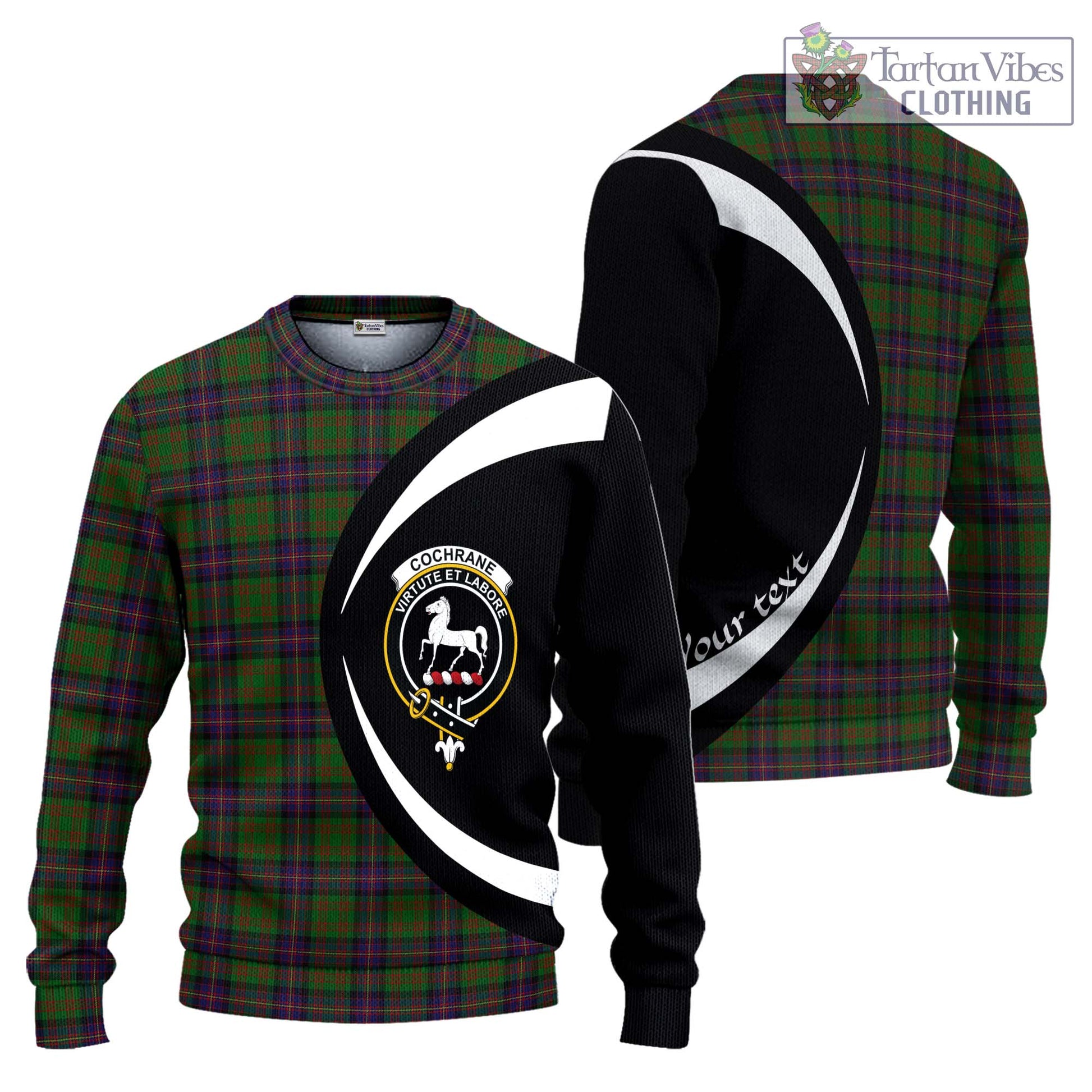 Cochrane Tartan Ugly Sweater with Family Crest Circle Style Unisex - Tartan Vibes Clothing