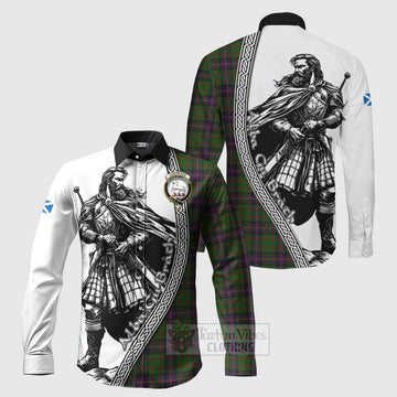 Cochrane Tartan Clan Crest Long Sleeve Button Shirt with Highlander Warrior Celtic Style