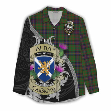 Cochrane Tartan Family Crest Women's Casual Shirt Lion Rampant Royal Thistle Shield Celtic Inspired Female - Tartan Vibes Clothing