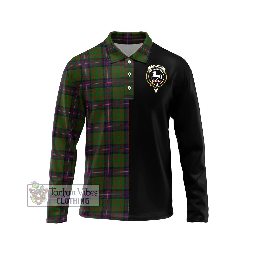 Cochrane Tartan Long Sleeve Polo Shirt with Family Crest and Half Of Me Style Unisex - Tartanvibesclothing Shop