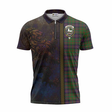 Cochrane Tartan Family Crest Zipper Polo Shirt Alba Gu Brath Be Brave Lion Ancient Style Unisex - Tartan Vibes Clothing