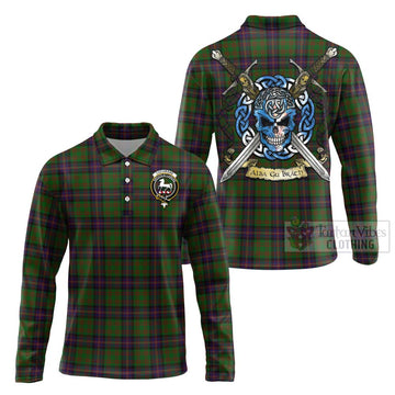 Cochrane Tartan Long Sleeve Polo Shirt with Family Crest Celtic Skull Style