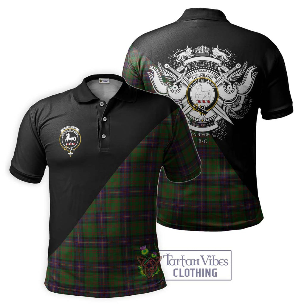 Cochrane Tartan Polo Shirt with Family Crest and Military Logo Style Kid - Tartanvibesclothing Shop