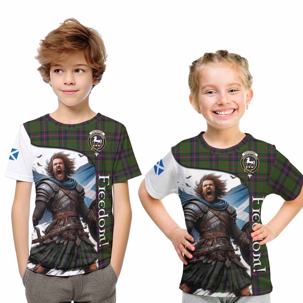 Tartan Vibes Clothing Cochrane Crest Tartan Kid T-Shirt Inspired by the Freedom of Scottish Warrior