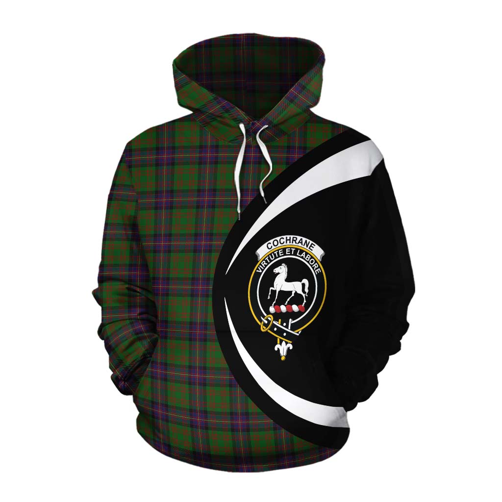 Tartan Vibes Clothing Cochrane Tartan Cotton Hoodie with Family Crest Circle Style