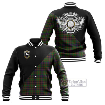 Cochrane Tartan Baseball Jacket with Family Crest and Military Logo Style