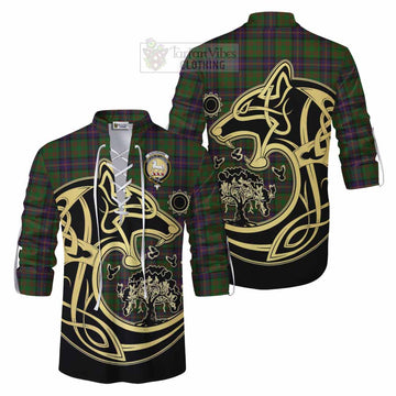 Cochrane Tartan Ghillie Kilt Shirt with Family Crest Celtic Wolf Style