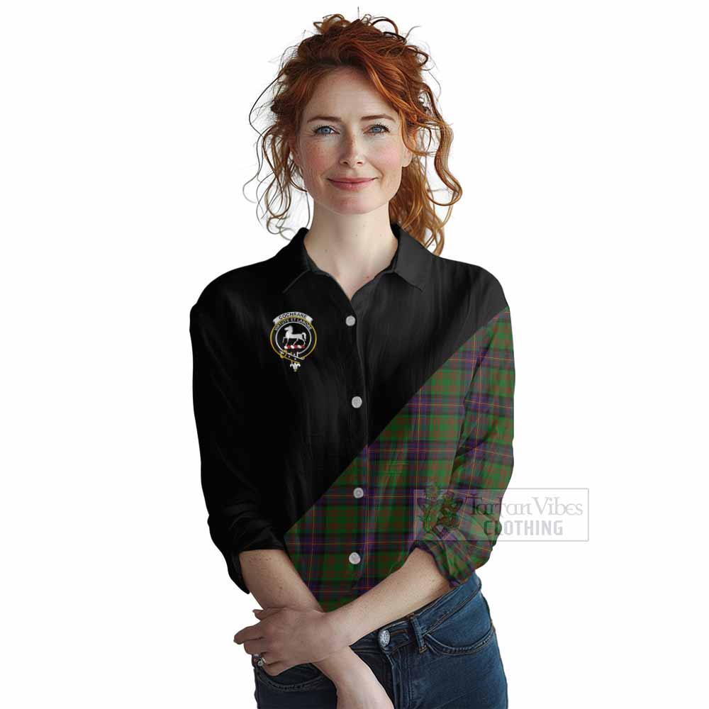 Tartan Vibes Clothing Cochrane Tartan Women's Casual Shirt with Family Crest and Military Logo Style