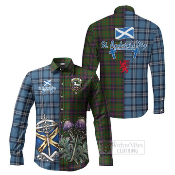 Cochrane Tartan Long Sleeve Button Shirt Happy St. Andrew's Day Half Tartan Style