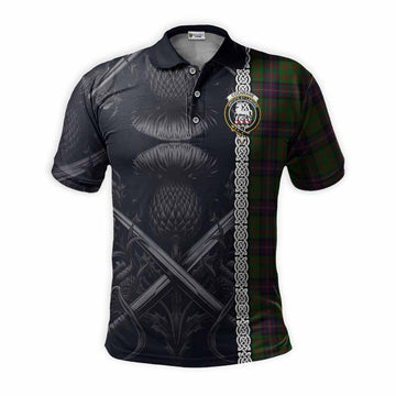 Cochrane Tartan Polo Shirt with Family Crest Cross Sword Thistle Celtic Vibes