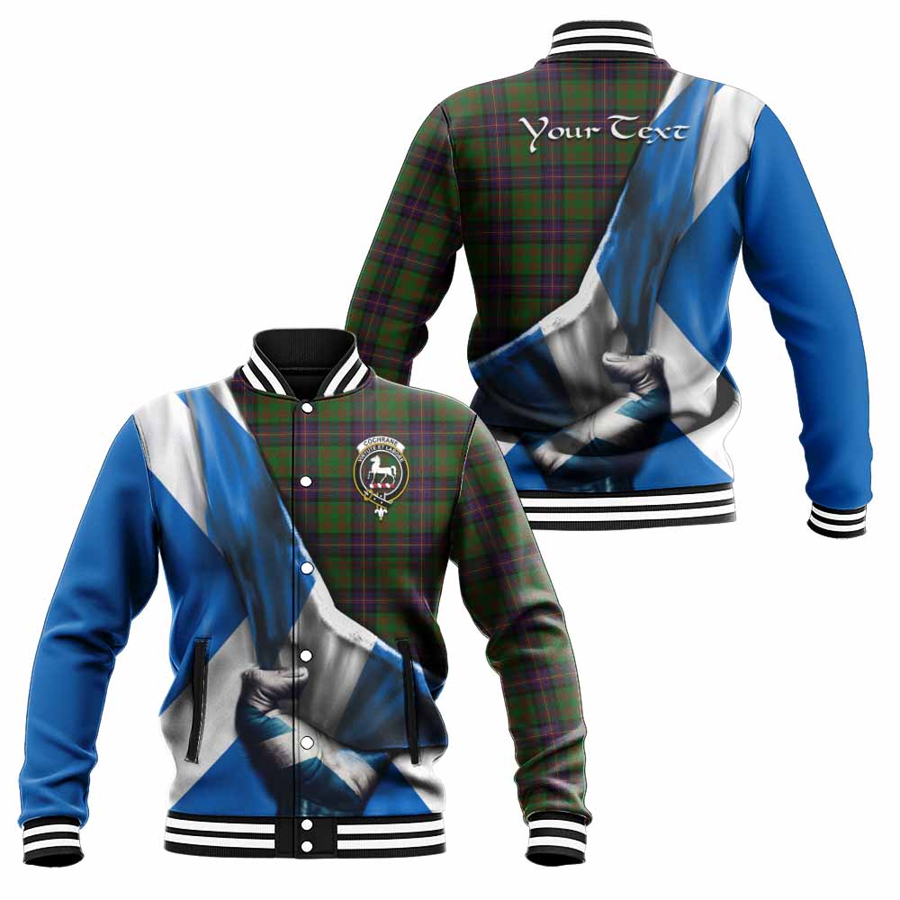 Tartan Vibes Clothing Cochrane Tartan Baseball Jacket with Family Crest Scotland Patriotic Style