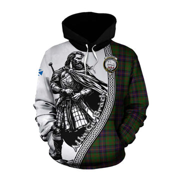 Cochrane Tartan Clan Crest Cotton Hoodie with Highlander Warrior Celtic Style