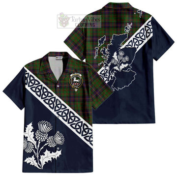 Cochrane Tartan Short Sleeve Button Shirt Featuring Thistle and Scotland Map