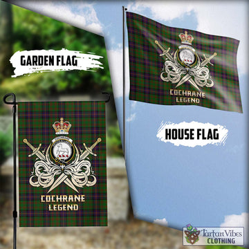 Cochrane Tartan Flag with Clan Crest and the Golden Sword of Courageous Legacy