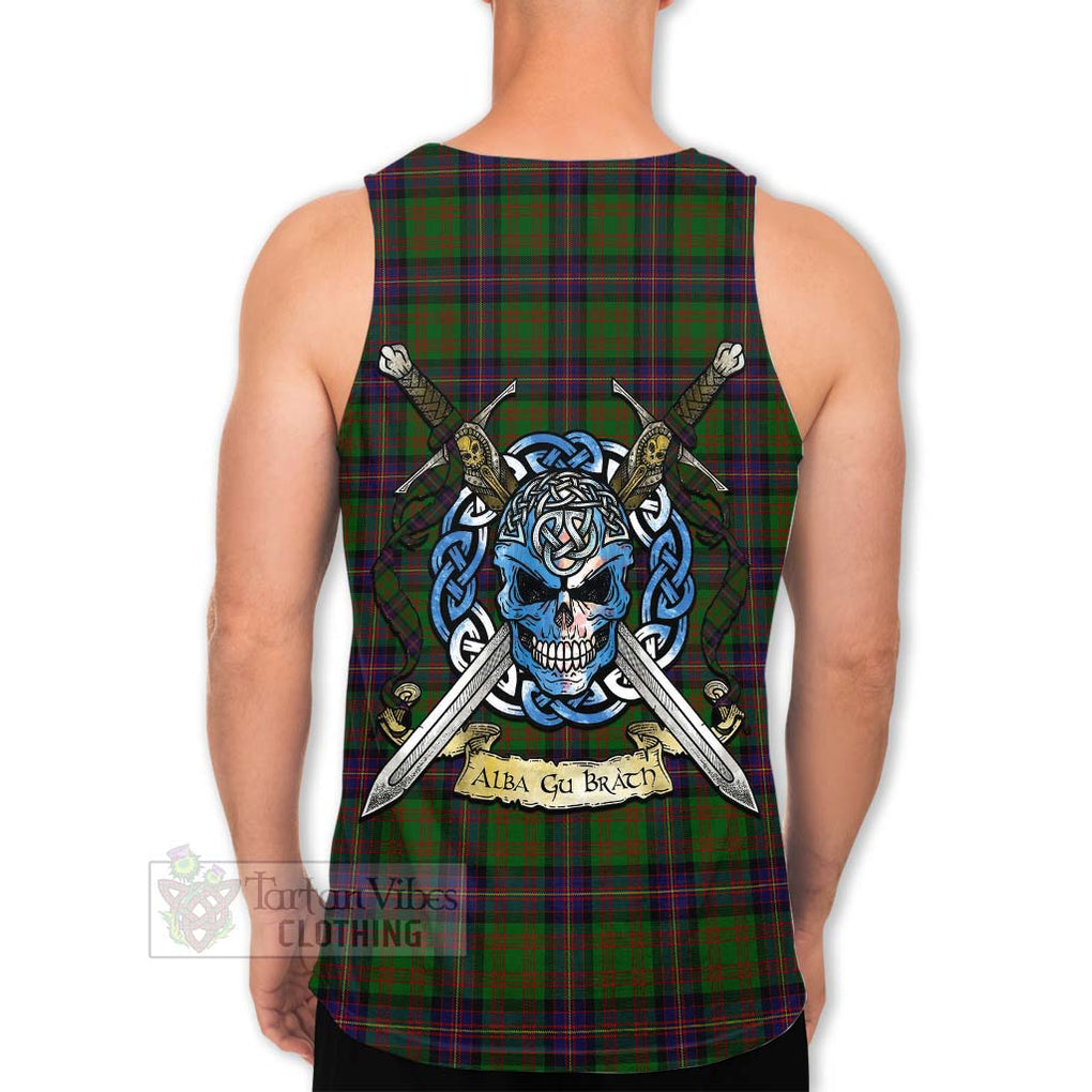 Tartan Vibes Clothing Cochrane Tartan Men's Tank Top with Family Crest Celtic Skull Style