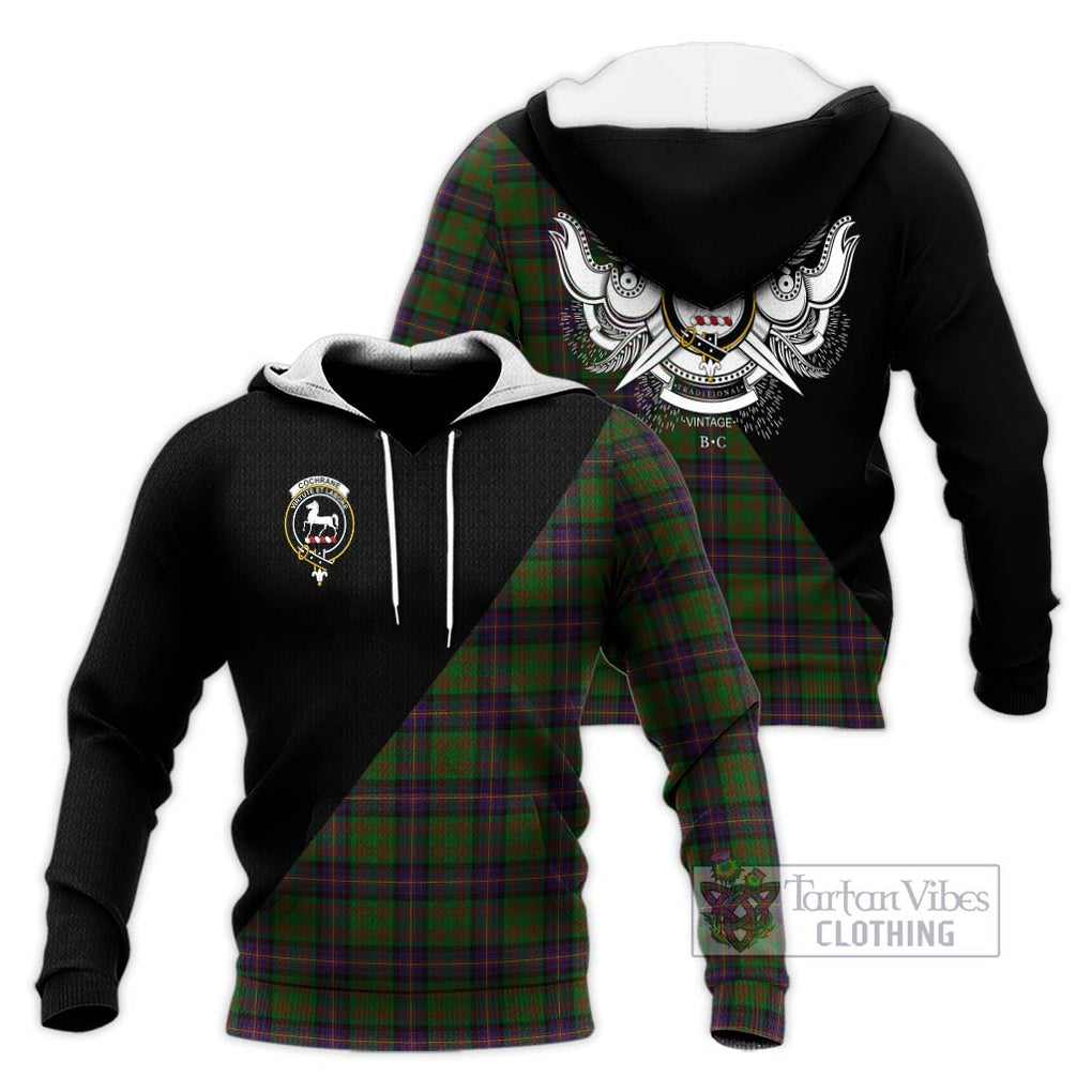 Cochrane Tartan Knitted Hoodie with Family Crest and Military Logo Style Unisex Knitted Pullover Hoodie - Tartanvibesclothing Shop